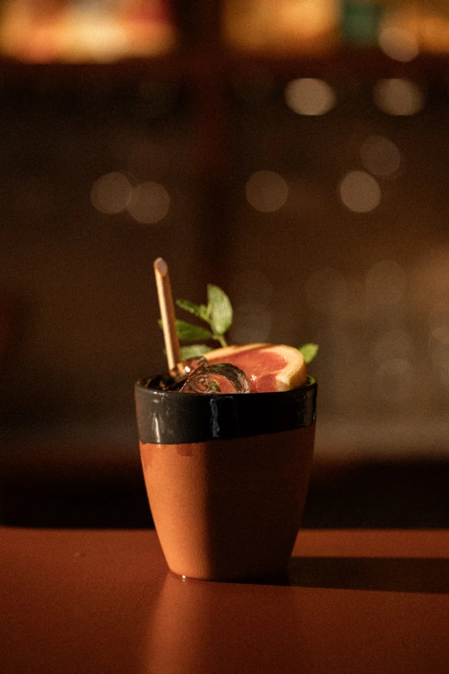 Cantaritos clay cup mezcal cocktail at Pūblico Mezcaleria Mykonos